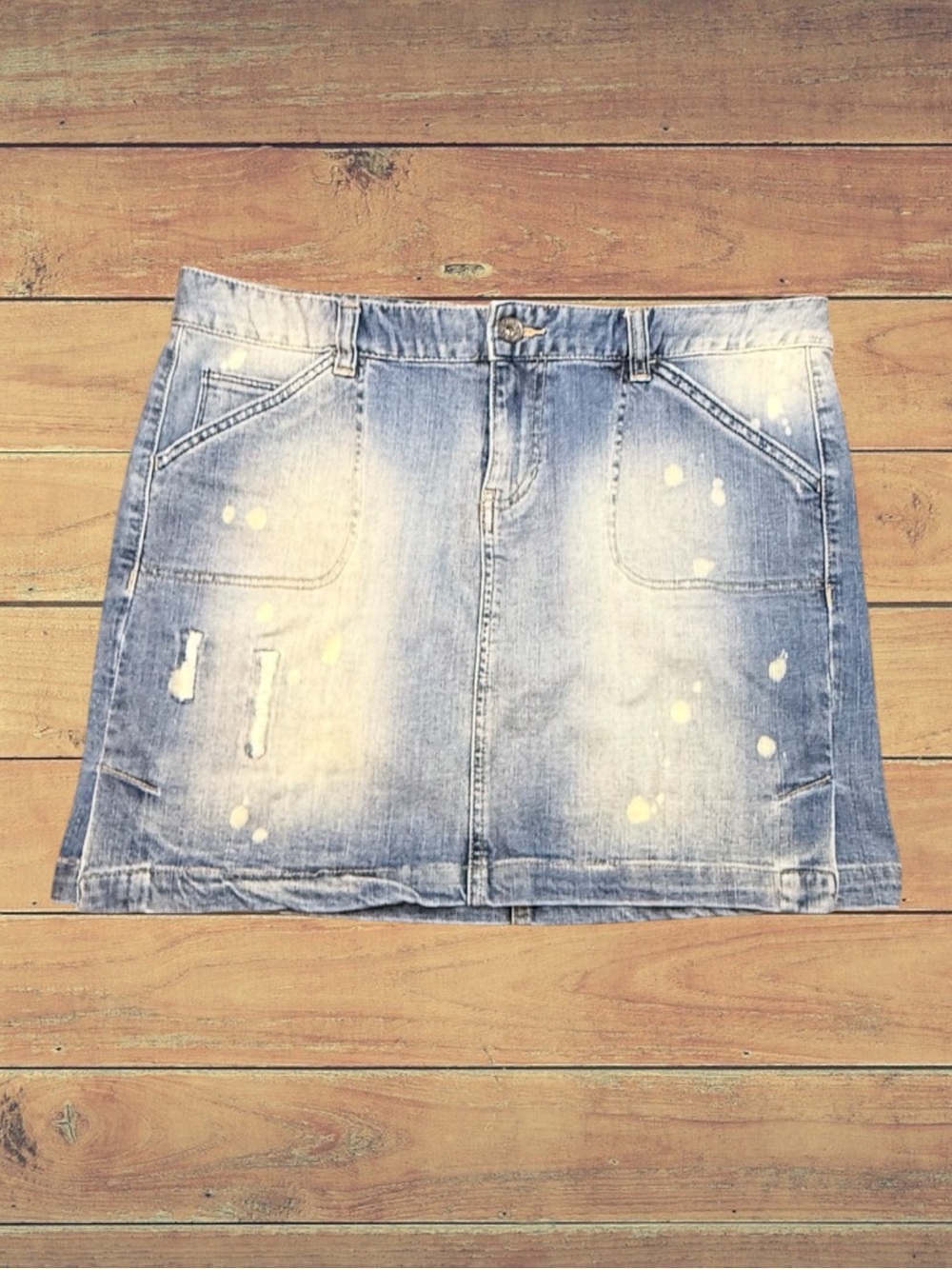 Calvin Klein Denim Distressed Mini Skirt Size 14 - Picture 5 of 14
